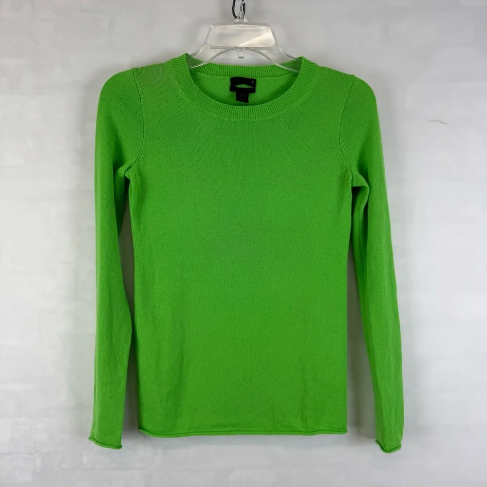 J.Crew Collection Italian Cashmere Crewneck Sweater Lime Green Women’s XXS